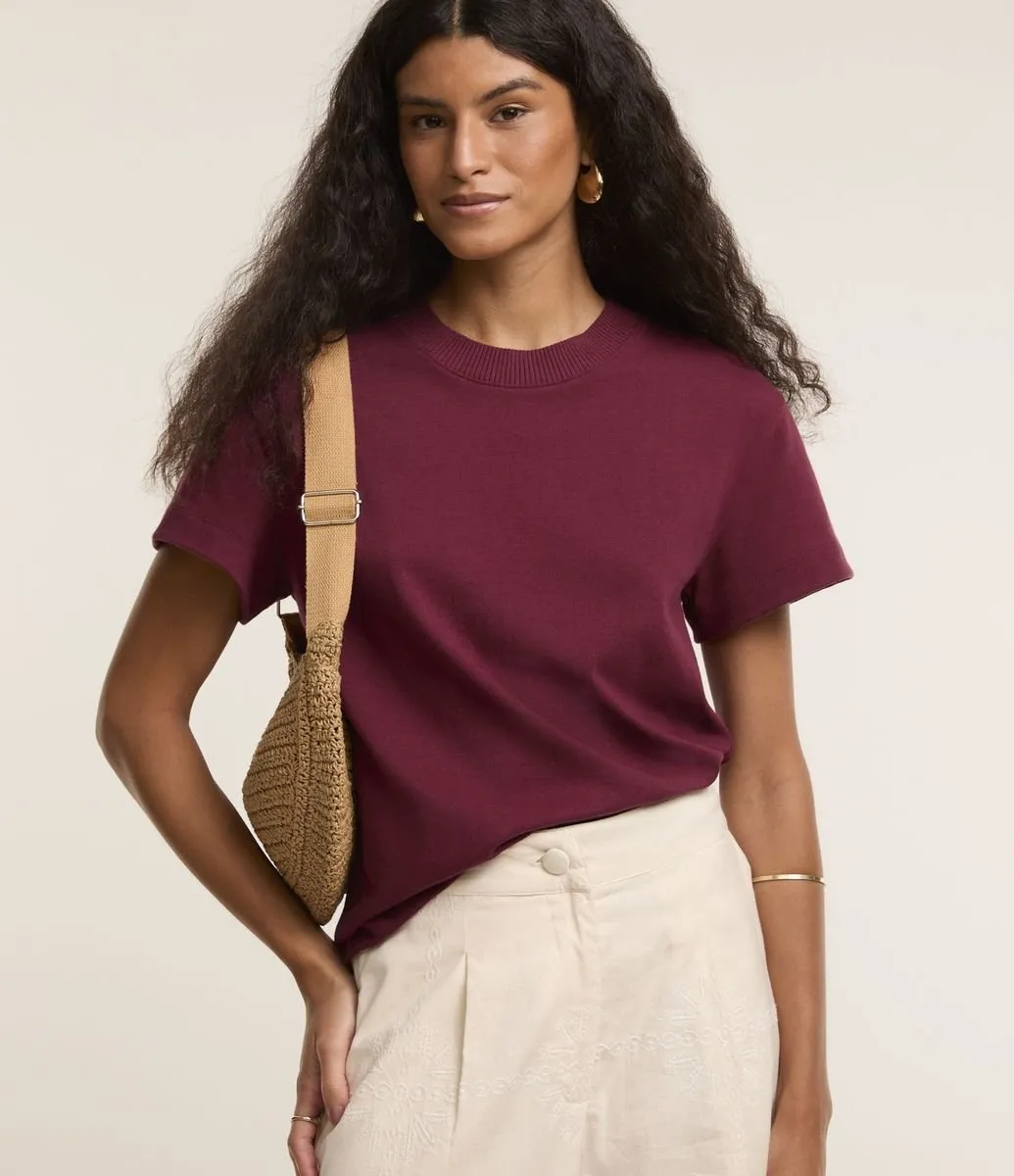 Camiseta Em Algodo Com Gola Redonda Vermelho P